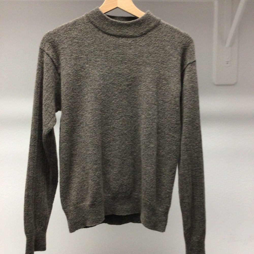 Jhane Barnes Taupe soft sweater wool blend high crew neck Size M
